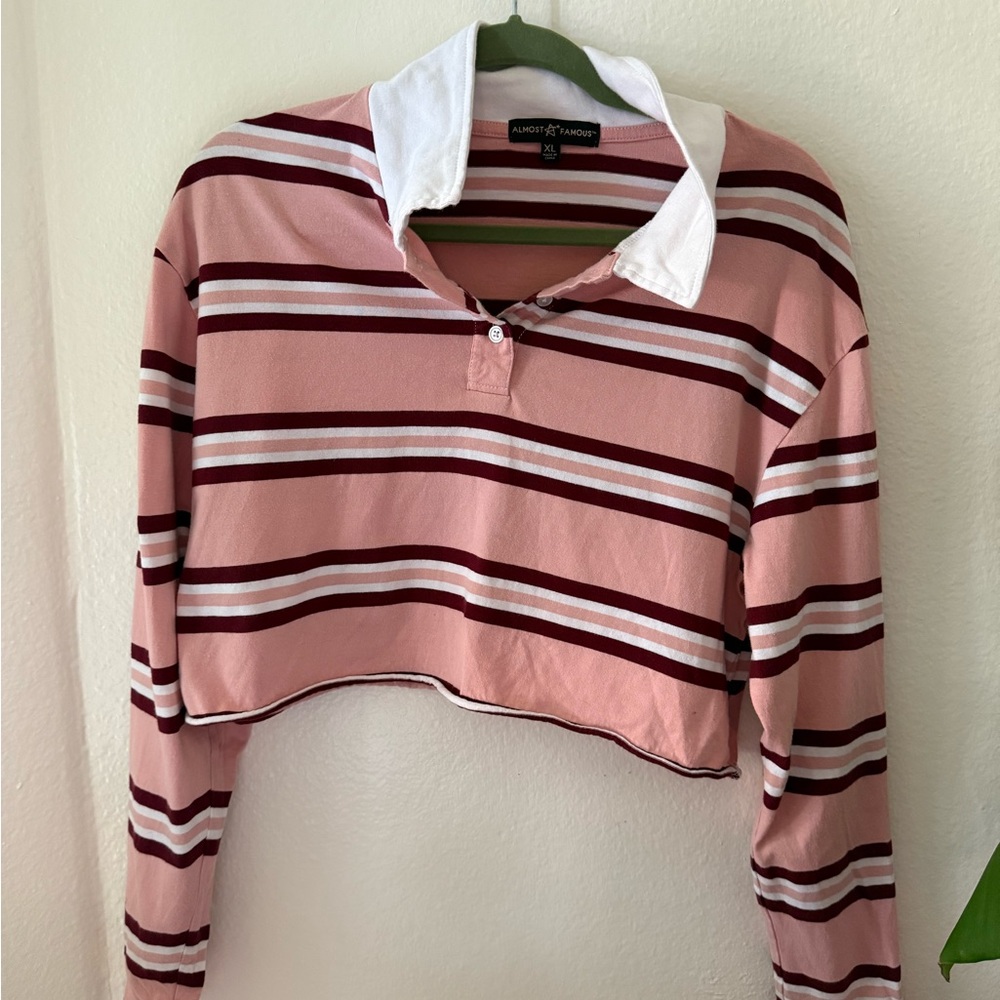 Rugby Pink Striped Crop Top